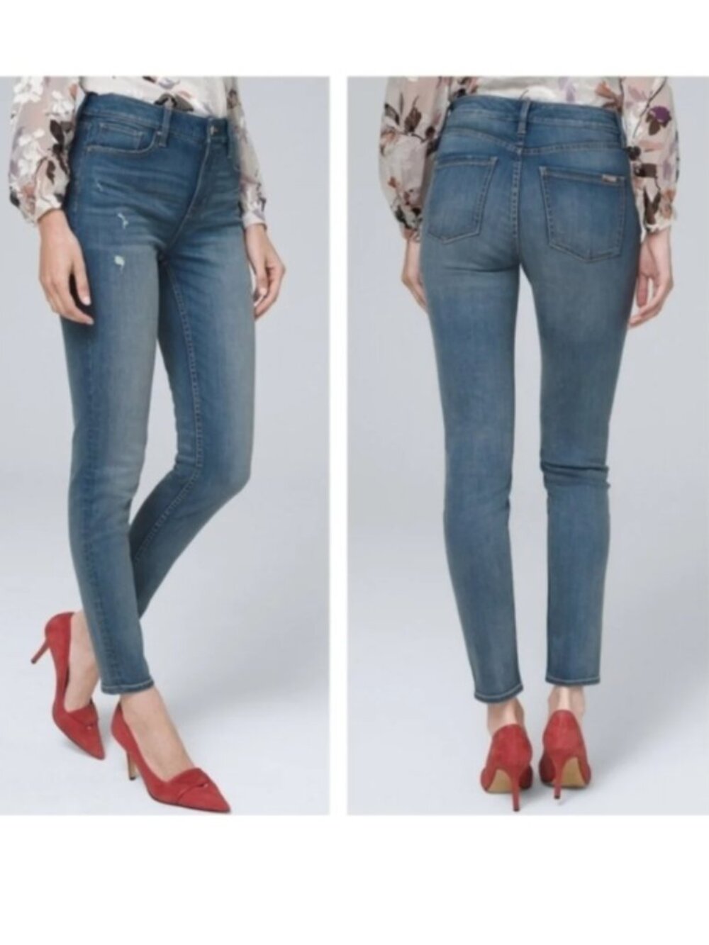 White House Black Market High-Rise Minimally Distressed Skinny Ankle Jean